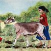 Children tending their pets